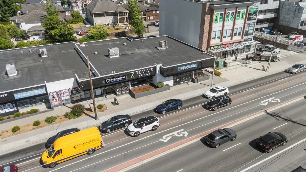 Revive Rehab Surrey Scott Road Clinic Aerial View & Plaza