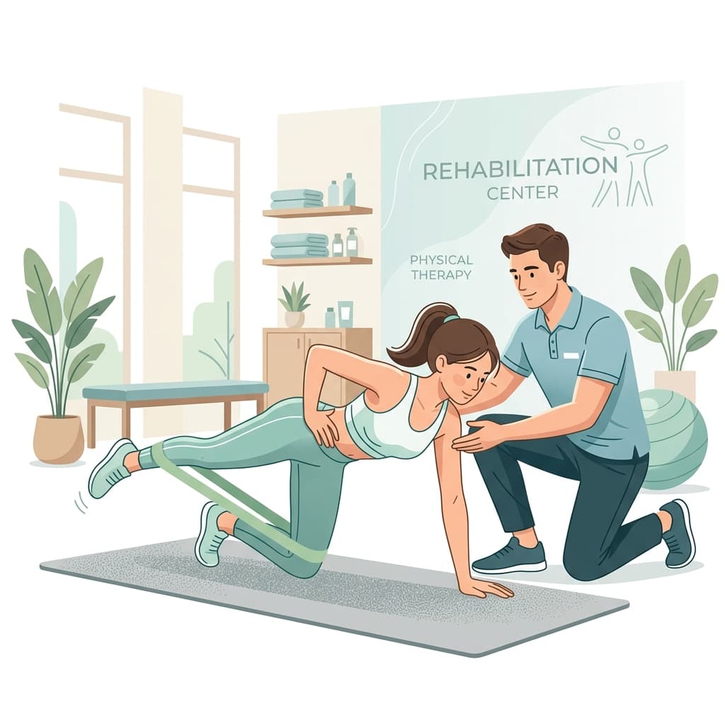 Physical therapist helping a patient perform active loading rehabilitation exercises