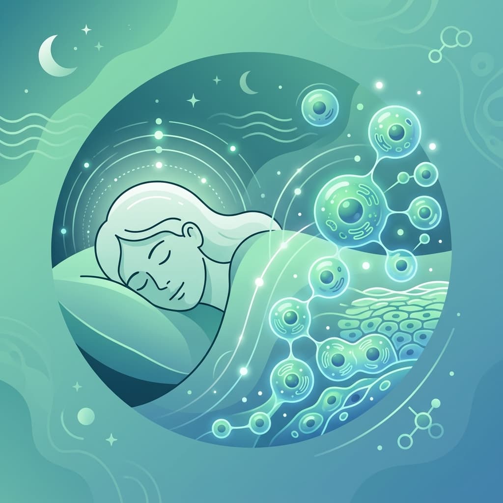 Abstract illustration representing deep sleep, mindfulness, and cellular regeneration