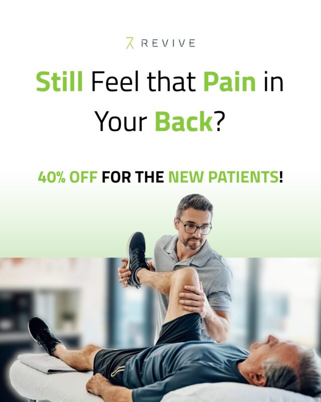 Physiotherapist stretching senior patient’s leg during treatment session at Revive Rehab clinic